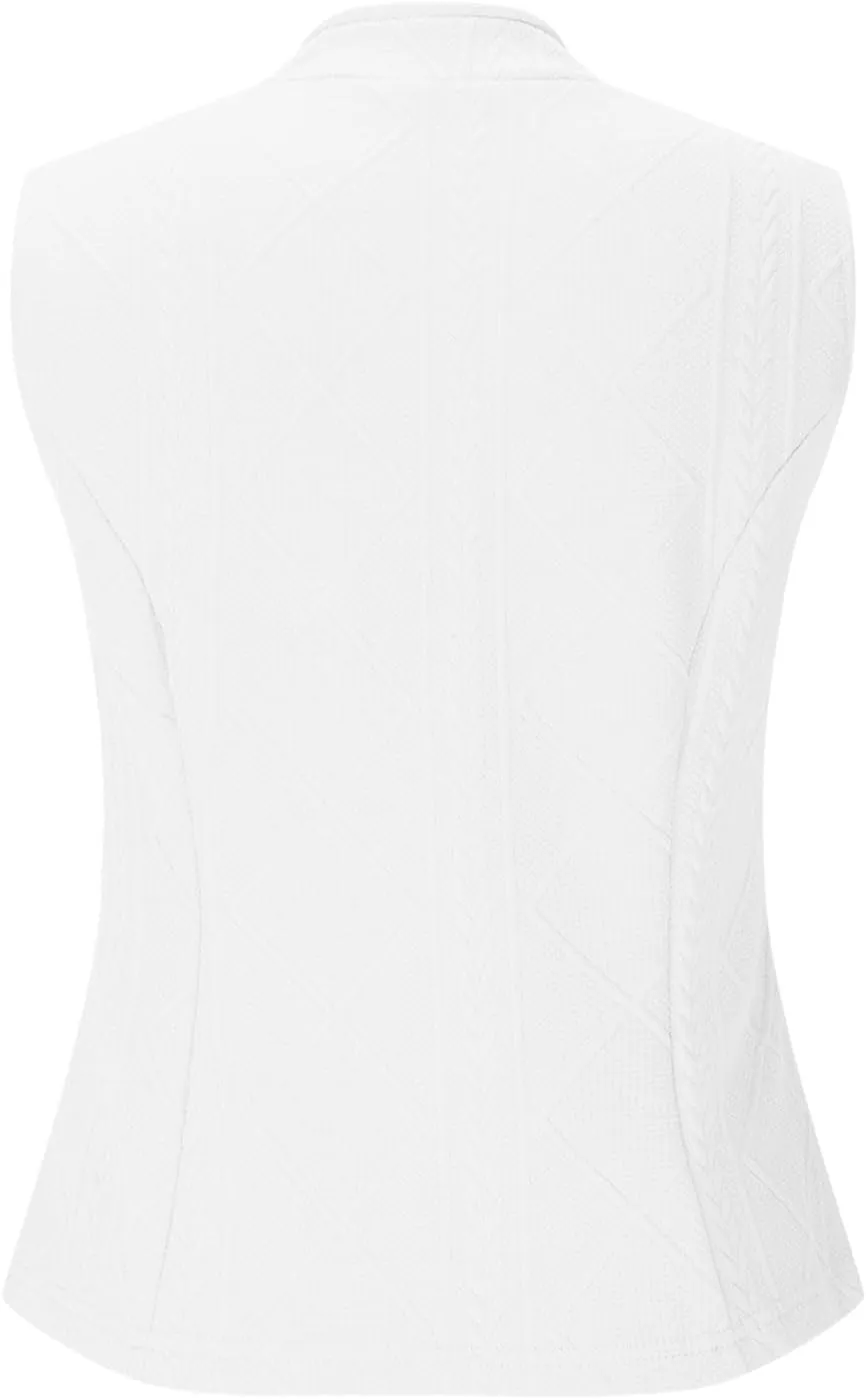 HGps8w Stand Collar Tank Tops for Womens 2025 Summer Button Down Blazer Vest Dressy Sleeveless Business Casual Shirts Blouse