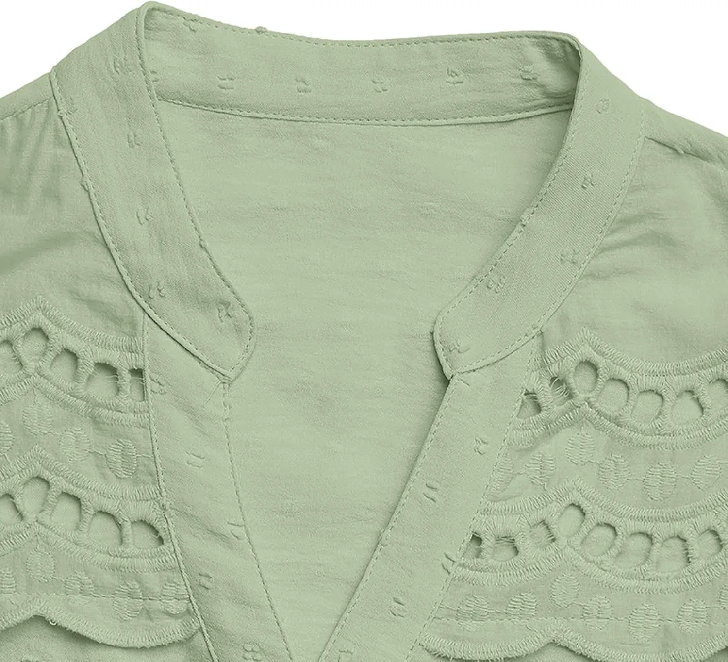 HGps8w Women's Dressy Texture Batwing Tops - Trendy Loose Hollow Patchwork Button Down Short Sleeve Blouse Cute Summer Shirts