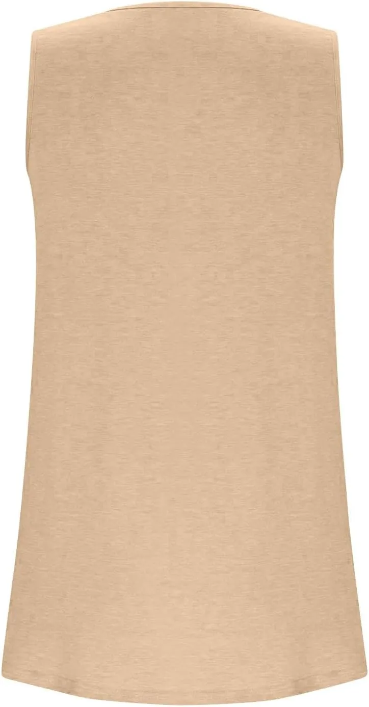 HGps8w Women's Pleated Plus Size Tank Tops Casual 2025 Summer Loose Fit Square Neck Sleeveless Tee Shirts Blouse