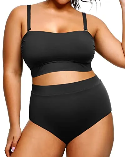 High Neck Two Piece Tummy Control Swimsuit for Women