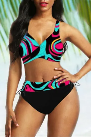 High Waist Abstract Print Bikini