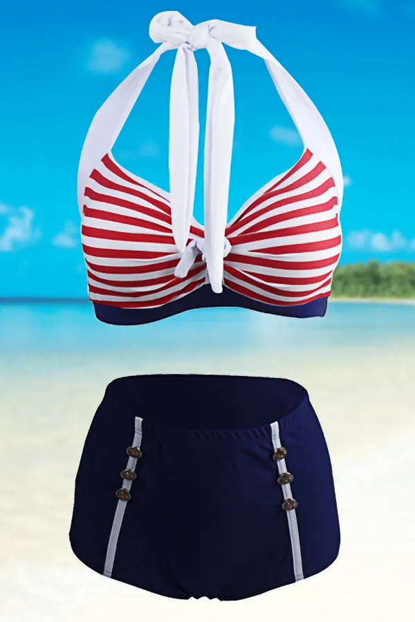High Waist Pack Hip Split Swimsuit