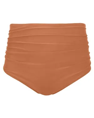 High Waisted Bikini Bottom Tankinis Brief Full Coverage Swim Bottom-Brown