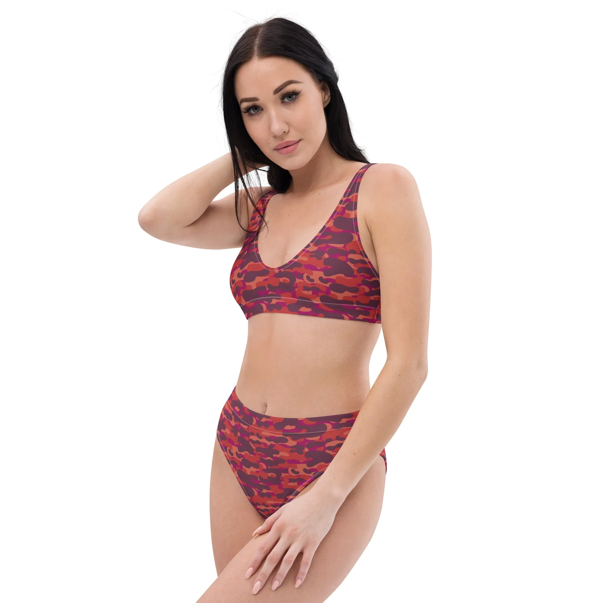 High Waisted Bikini Womens (Glamourange Luxury Bikini High Waisted - 0011 Patterns Model)