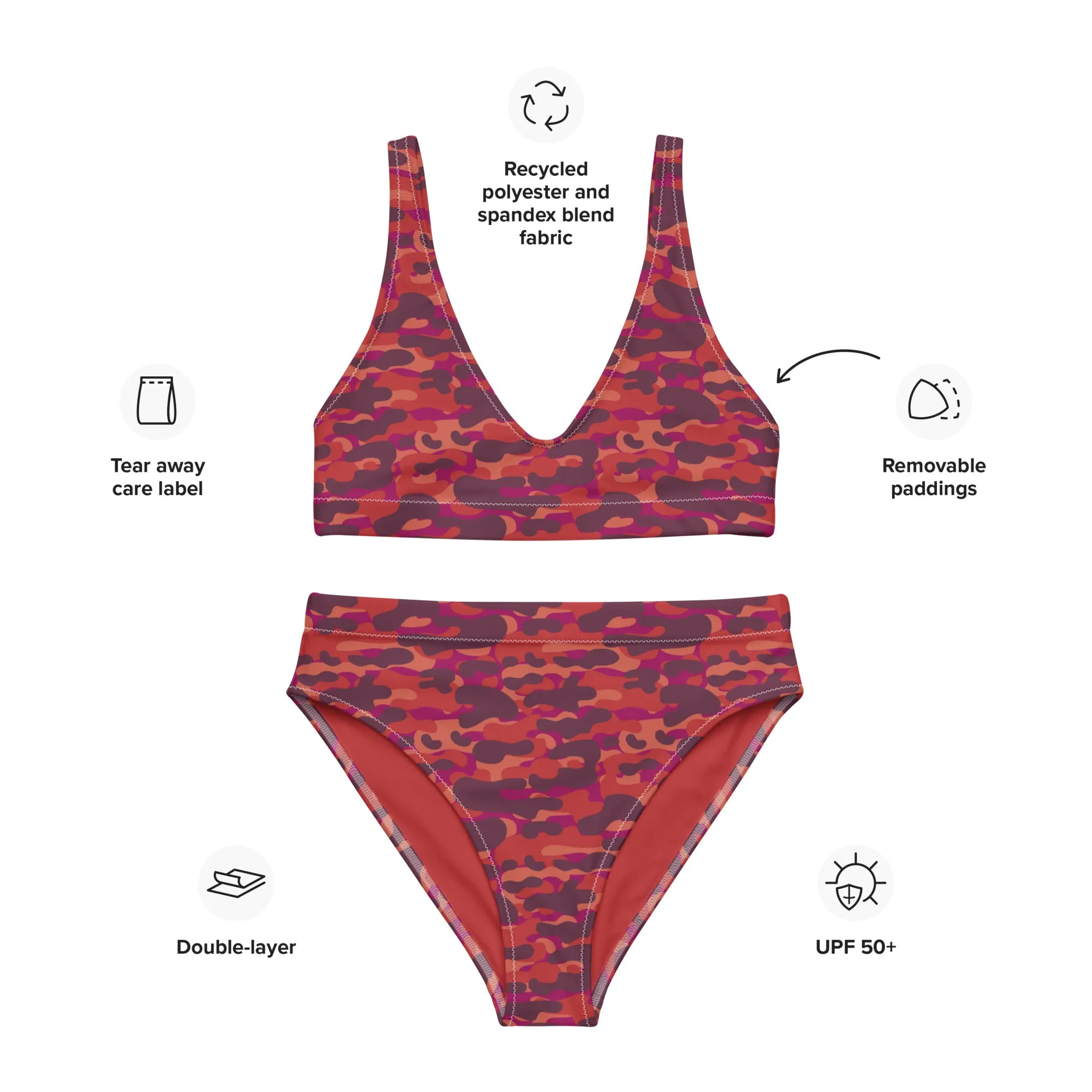 High Waisted Bikini Womens (Glamourange Luxury Bikini High Waisted - 0011 Patterns Model)