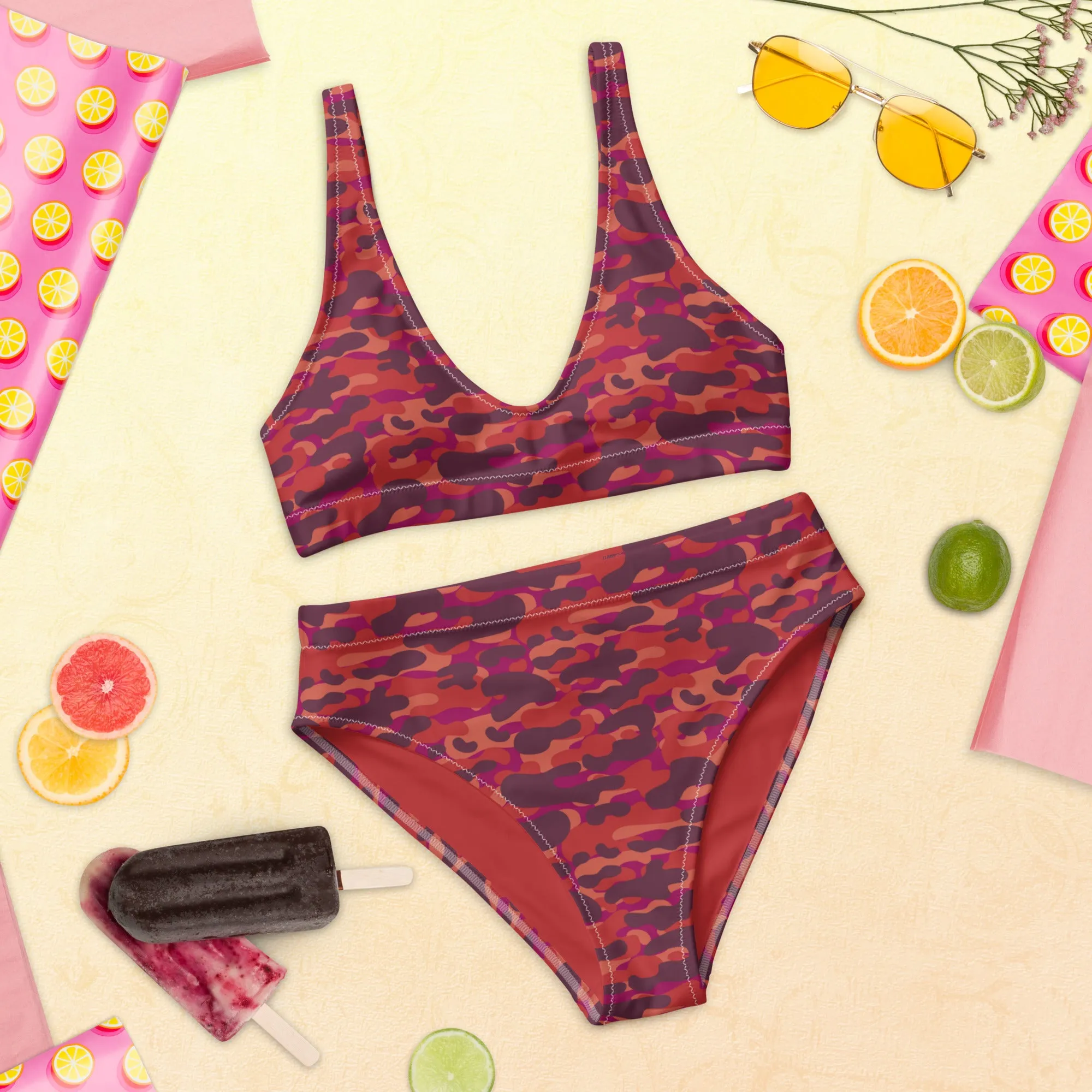 High Waisted Bikini Womens (Glamourange Luxury Bikini High Waisted - 0011 Patterns Model)