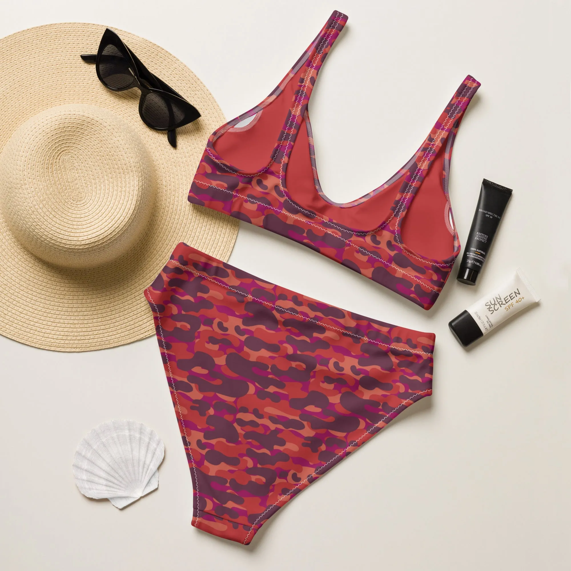 High Waisted Bikini Womens (Glamourange Luxury Bikini High Waisted - 0011 Patterns Model)