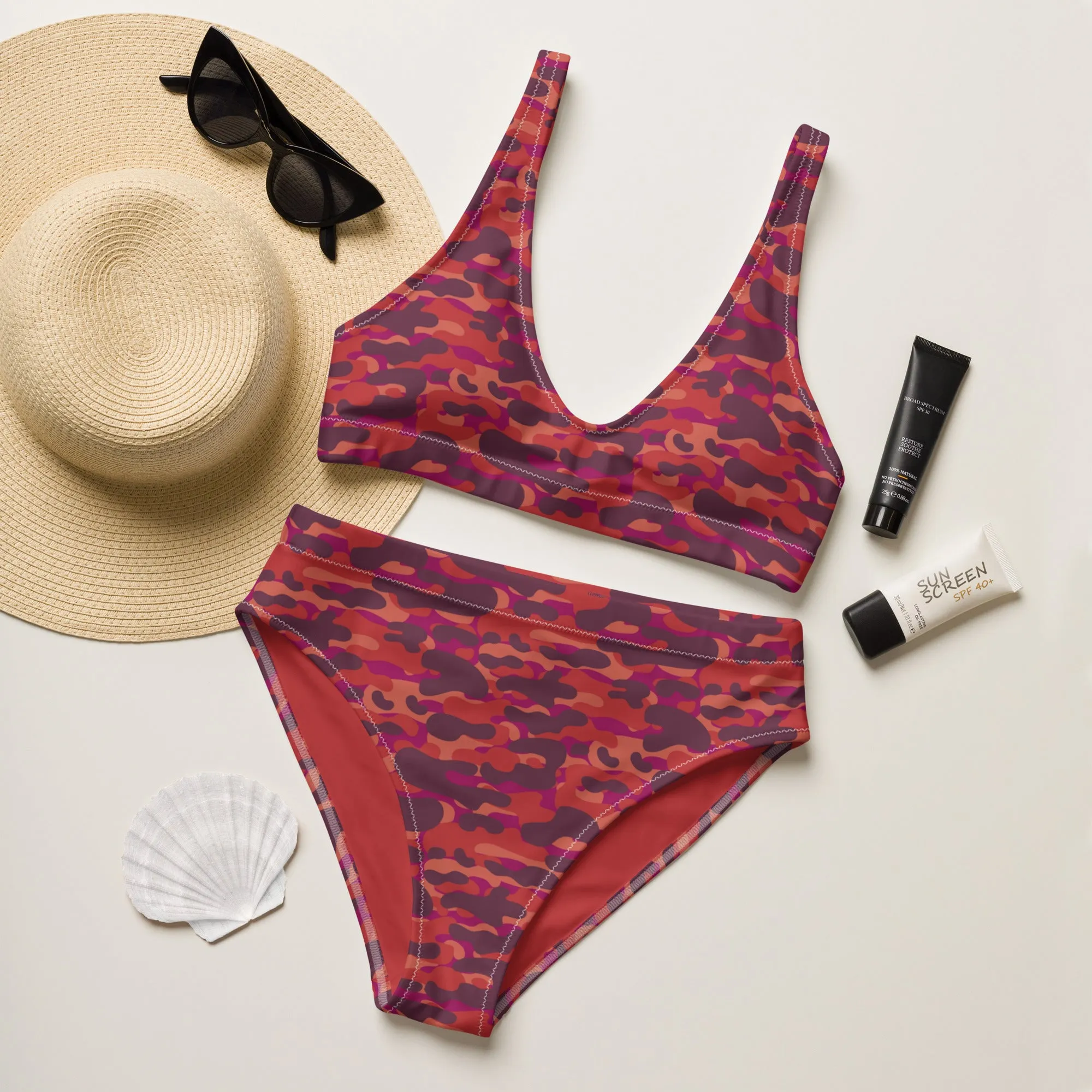 High Waisted Bikini Womens (Glamourange Luxury Bikini High Waisted - 0011 Patterns Model)