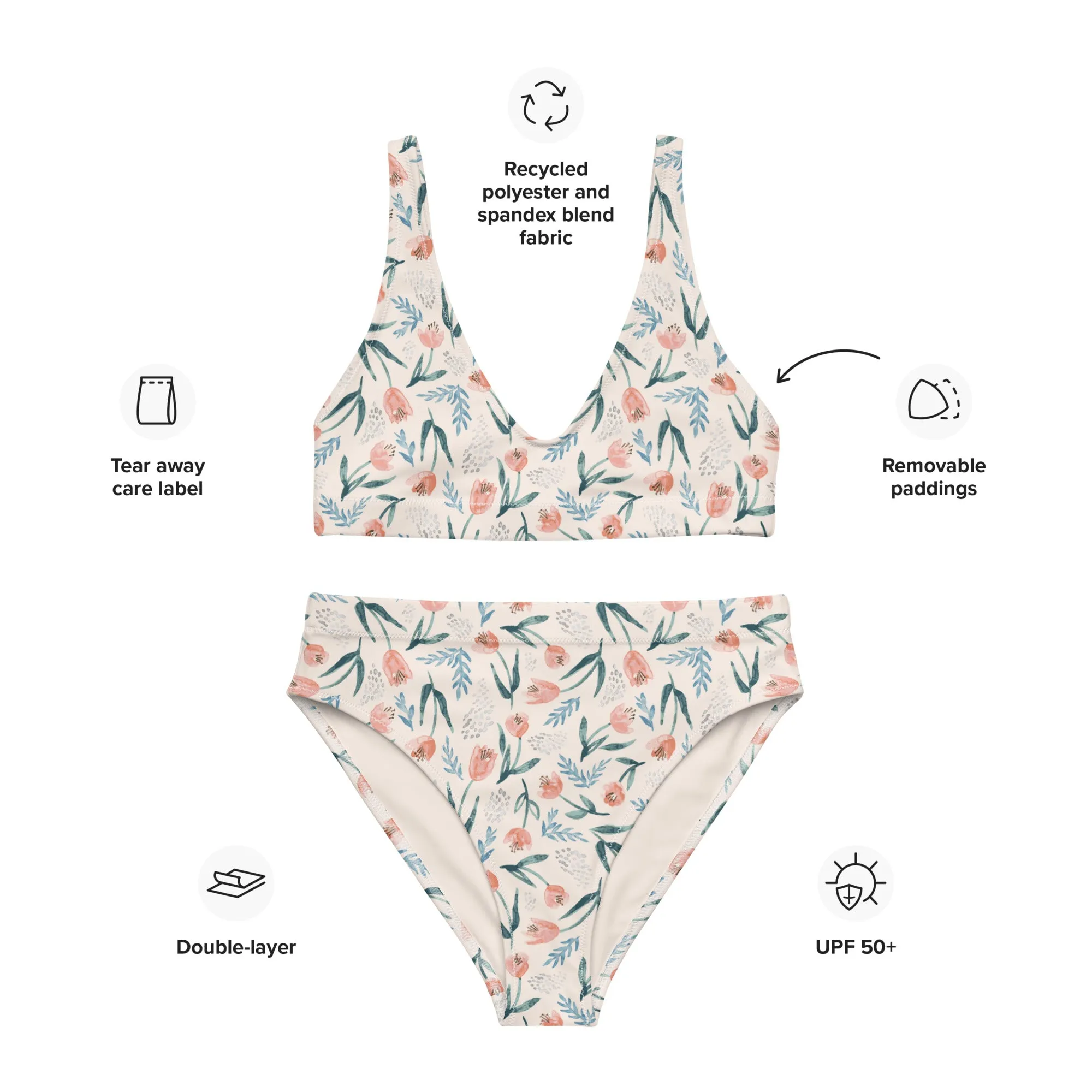 High Waisted Bikini Womens (Glamourange Luxury Bikini High Waisted - 0031 Patterns Model)