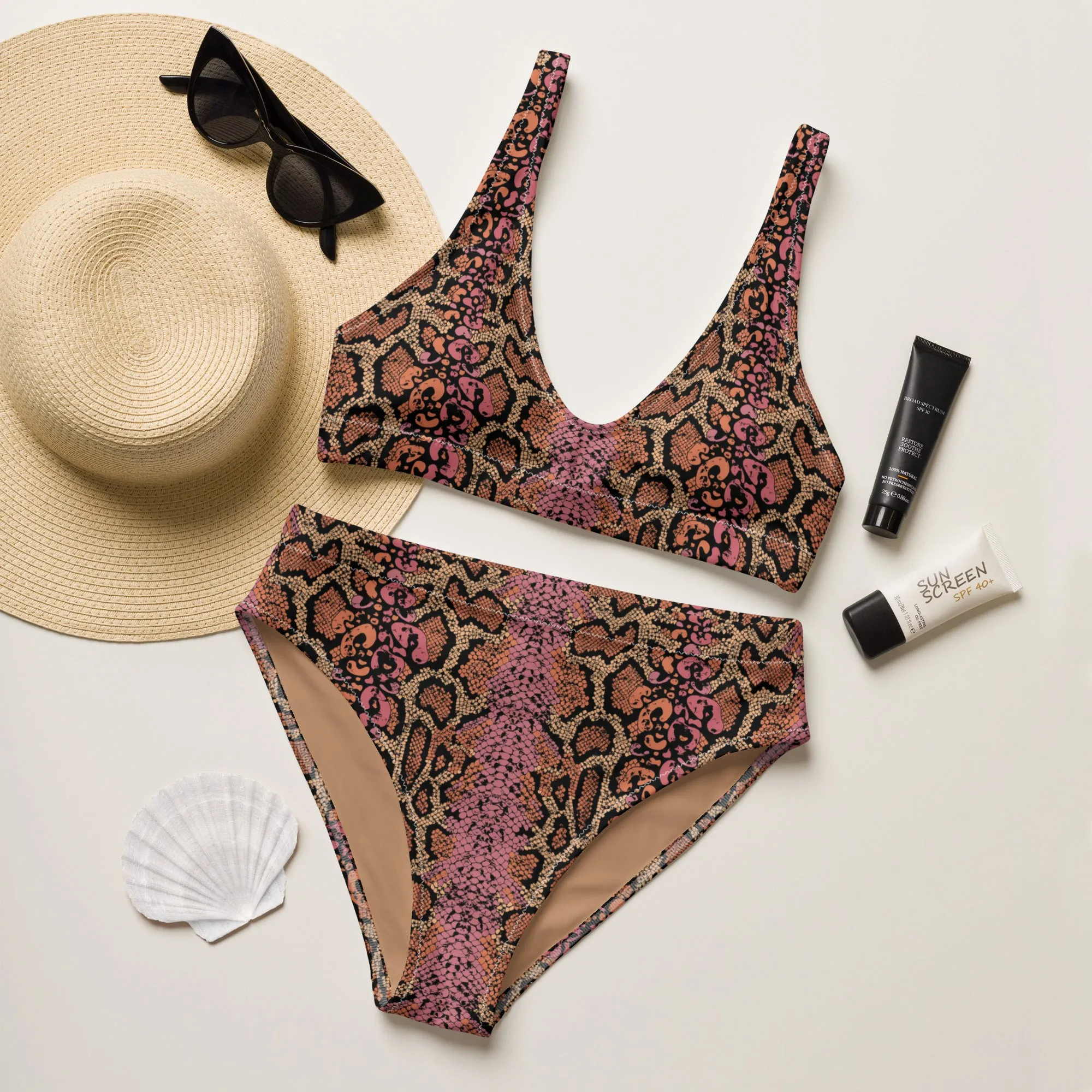 High Waisted Bikini Womens (Glamourange Luxury Bikini High Waisted - 0038 Patterns Model)
