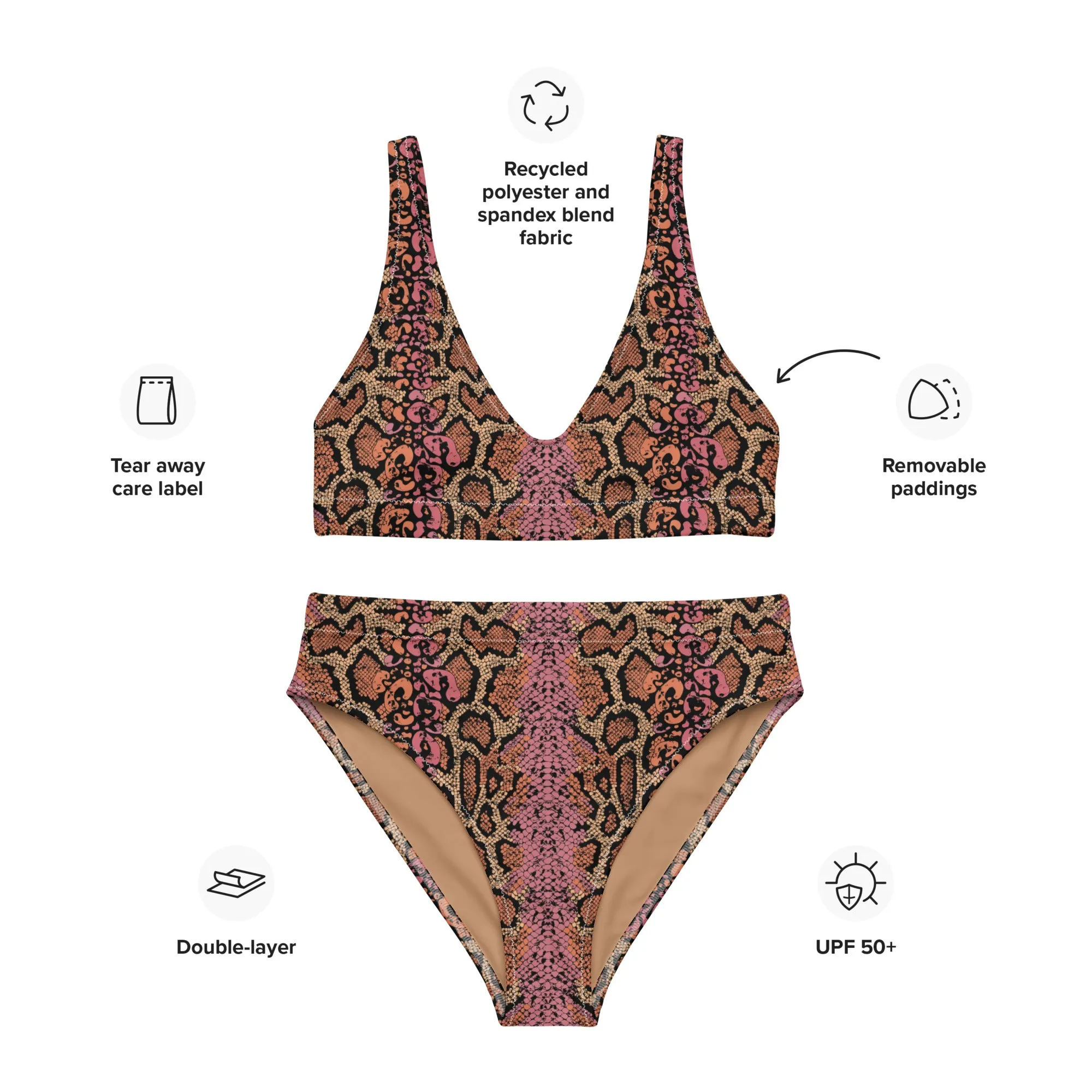 High Waisted Bikini Womens (Glamourange Luxury Bikini High Waisted - 0038 Patterns Model)