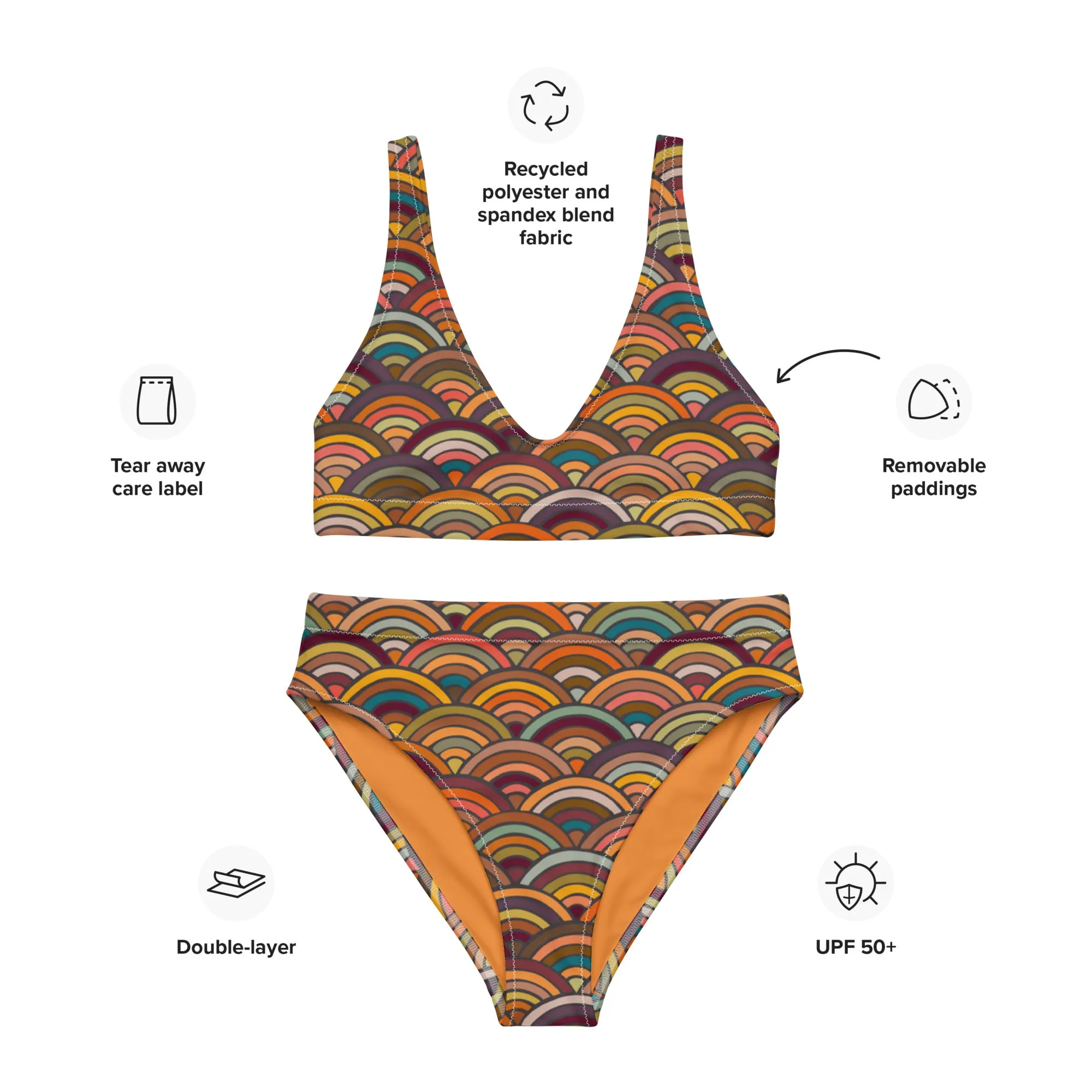 High Waisted Bikini Womens (Glamourange Luxury Bikini High Waisted - 0092 Patterns Model)