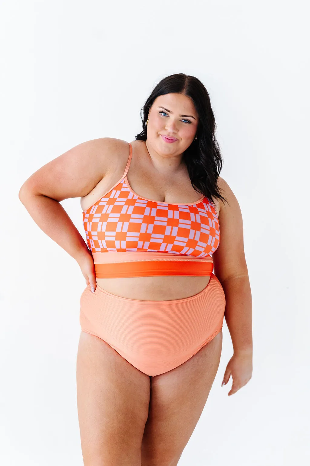 High Waisted Textured Bottoms in Peachy Paradise