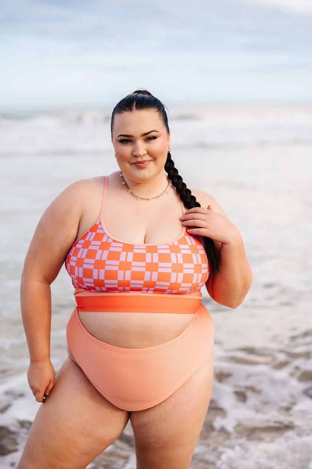 High Waisted Textured Bottoms in Peachy Paradise