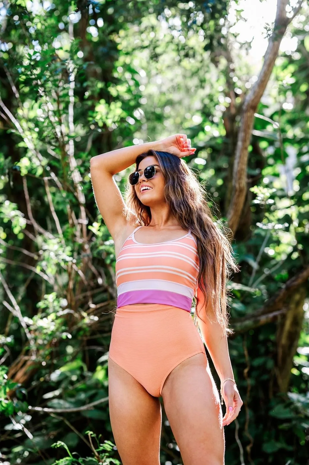 High Waisted Textured Bottoms in Peachy Paradise