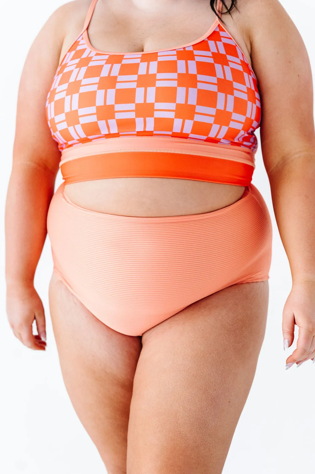High Waisted Textured Bottoms in Peachy Paradise