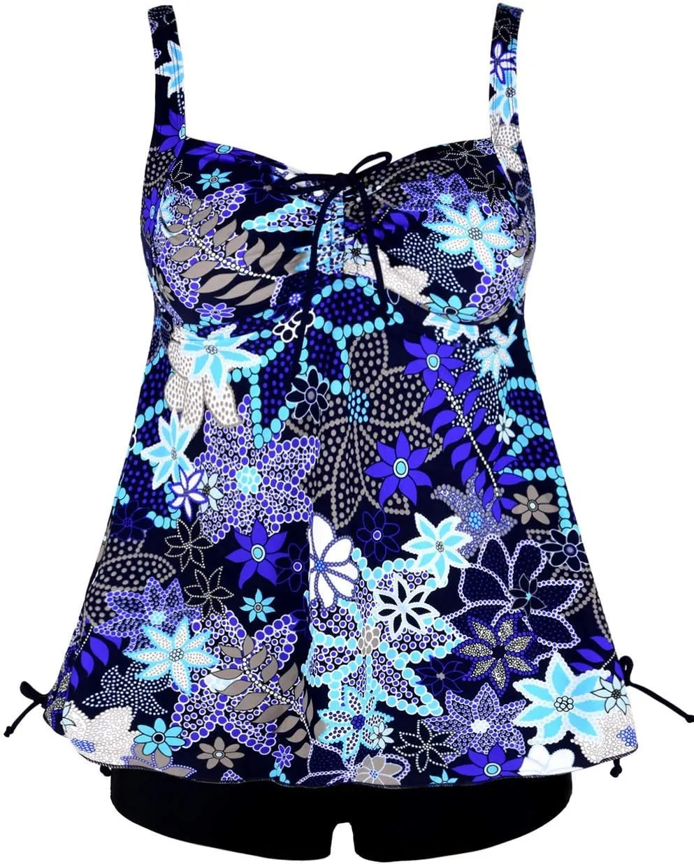 Hilor Women's Plus Size Tankini Swimsuit Flowy Two Piece Bathing Suits Loose Fitting Tankini Swimwear with Shorts