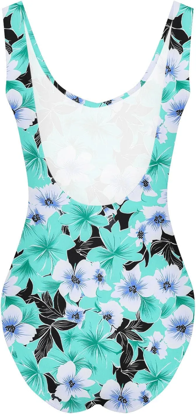 hlysgo Womens One Piece Swimsuits Tummy Control Athletic Bathing Suit 2025 Trendy Floral Print Modest Monokini Swimwear
