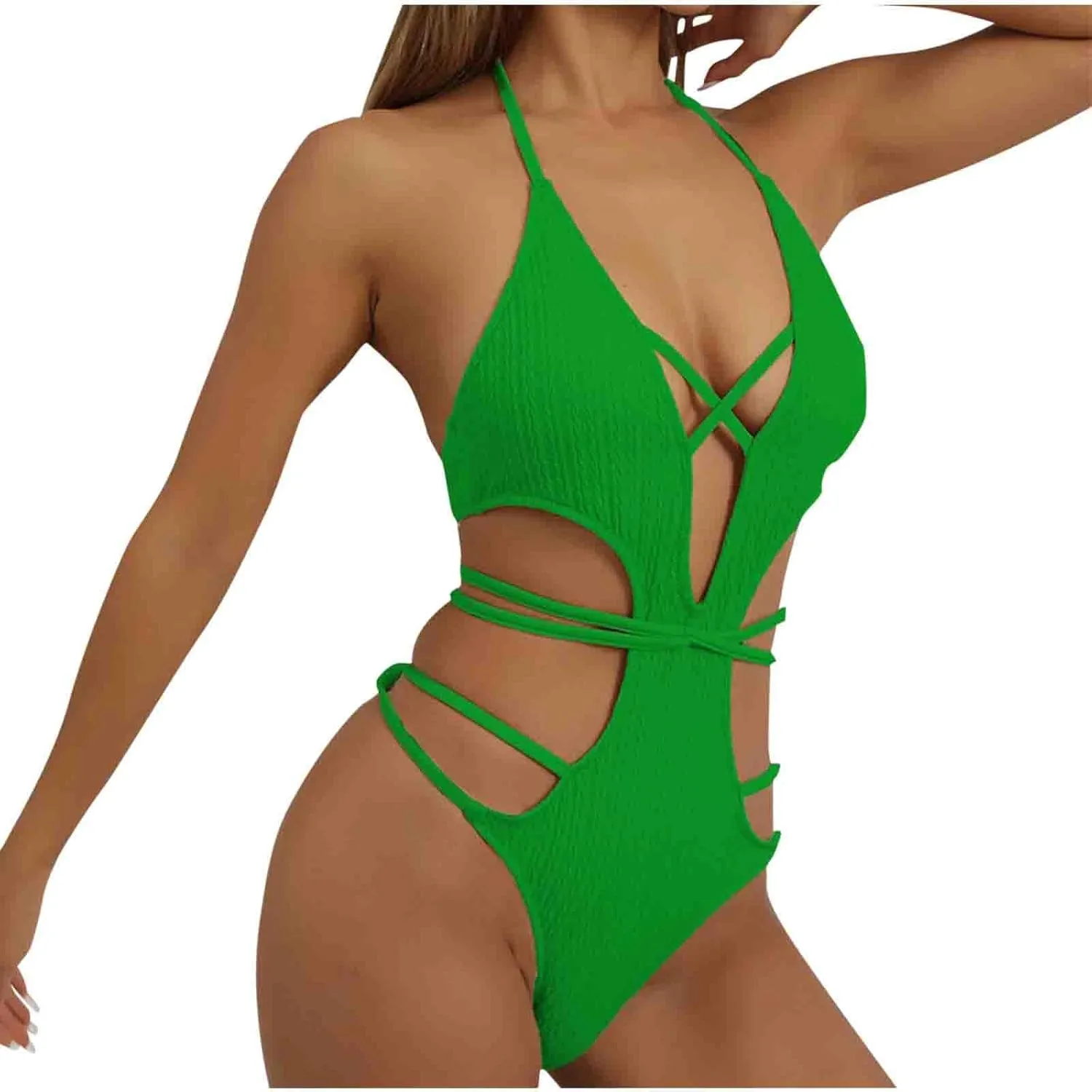 Hollow Backless One Piece Swimsuits for Women Sleeveless Tummy Control Swimwear Slimming Bathing Suits
