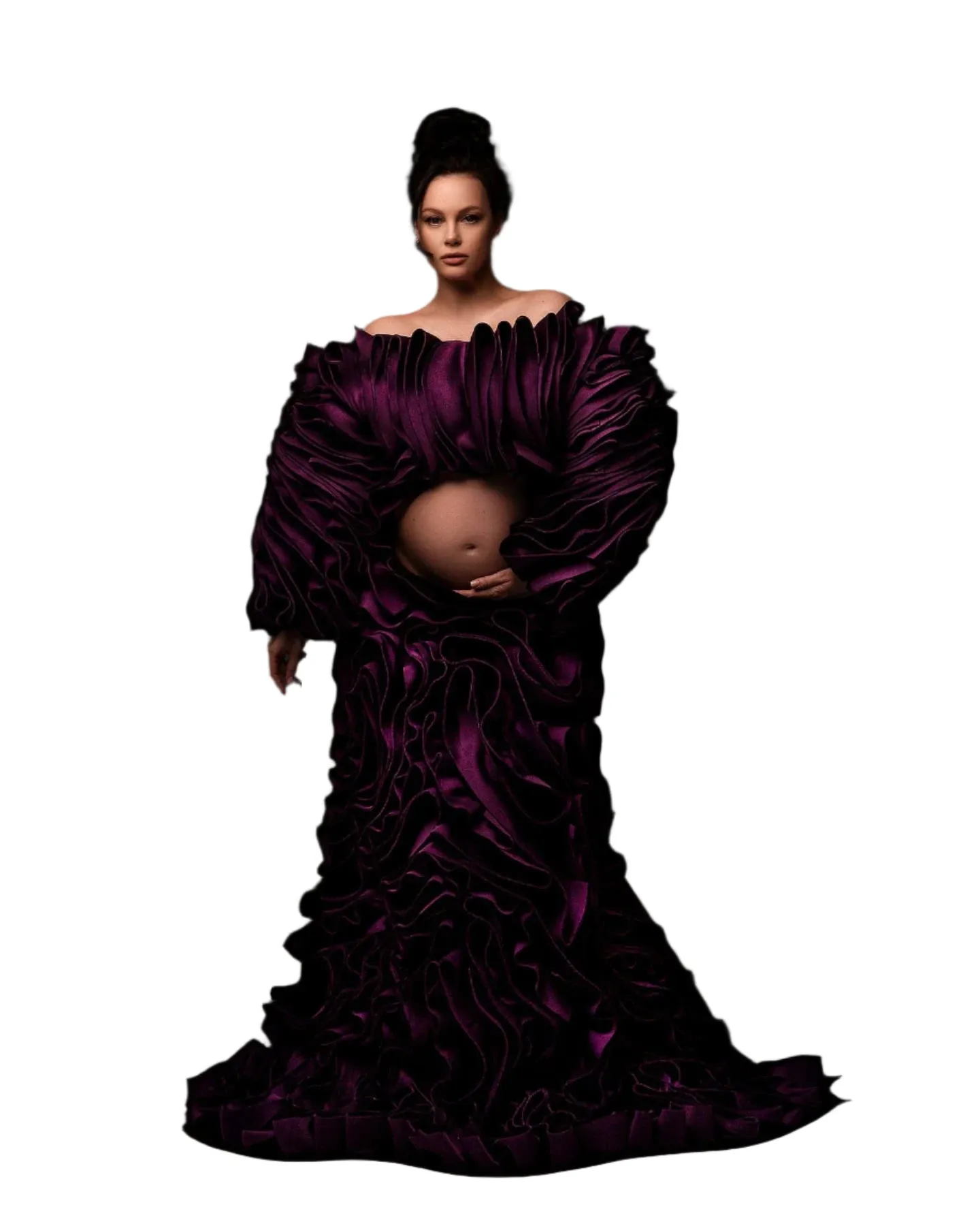 Hollow Out Ruffle Maternity Dress