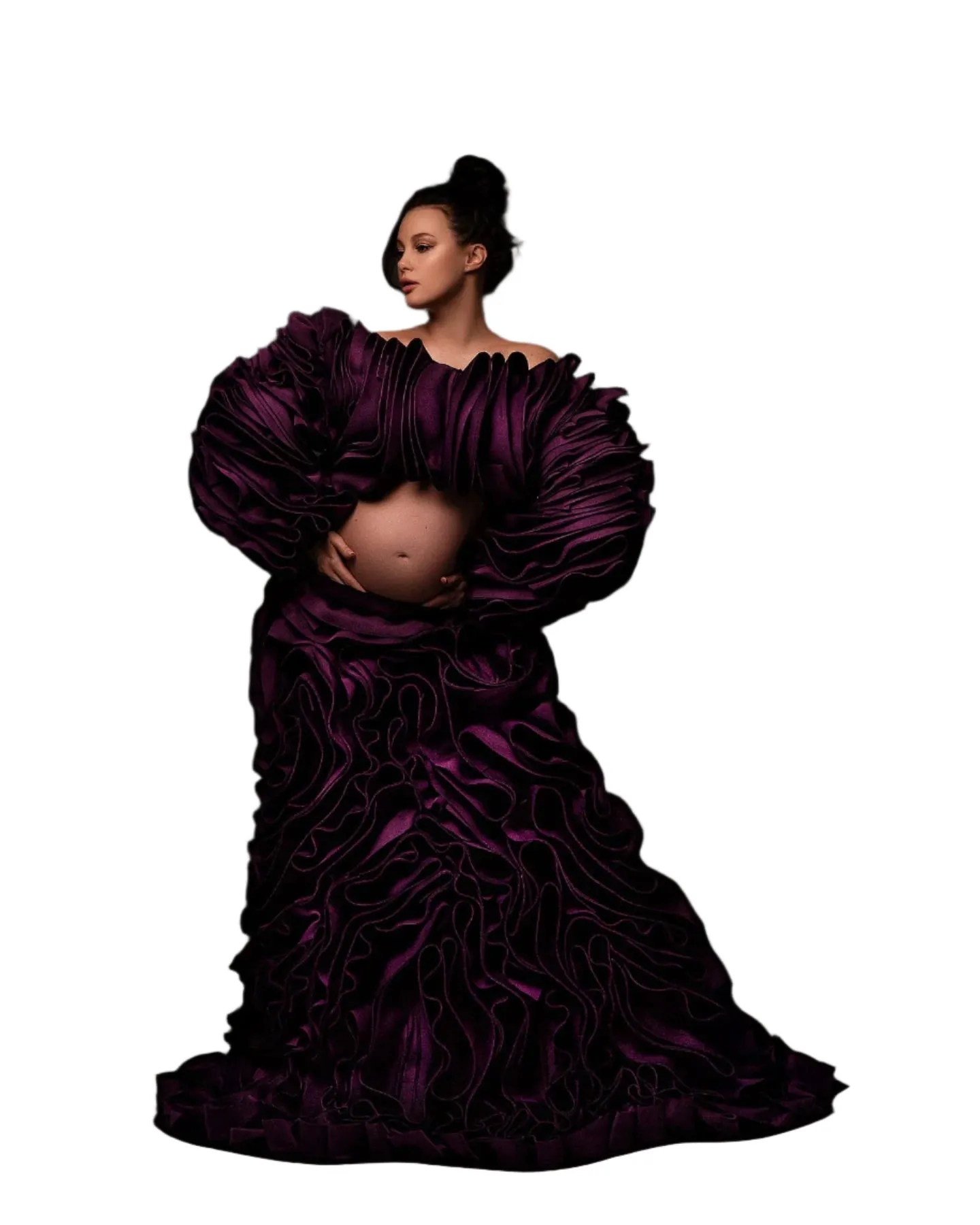 Hollow Out Ruffle Maternity Dress