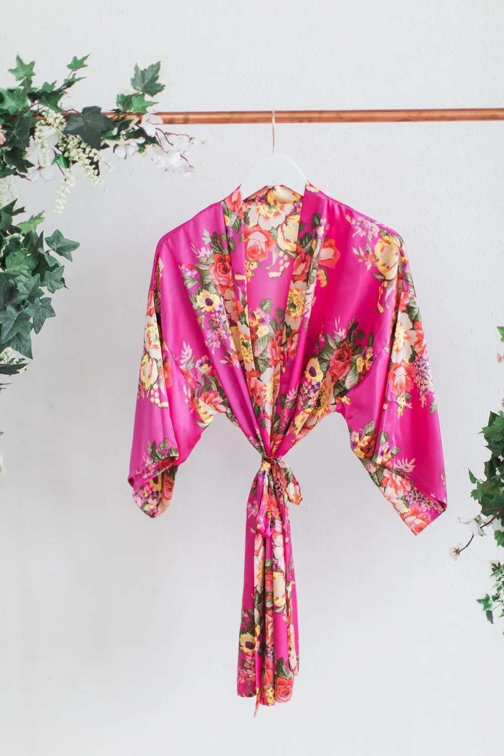 Hot Pink Floral Bridesmaid Robe