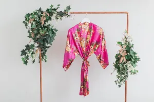 Hot Pink Floral Bridesmaid Robe