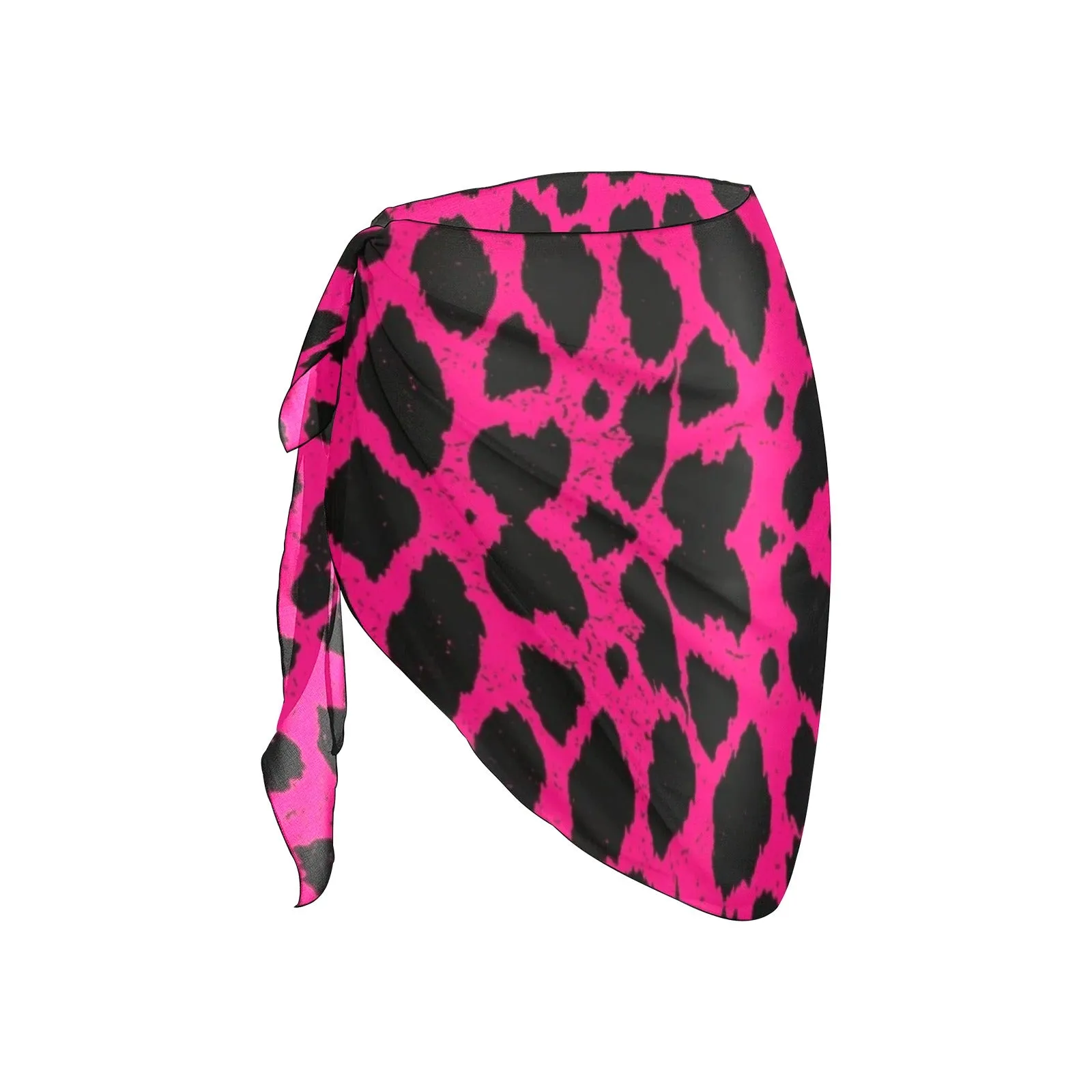 Hot Pink Leopard Short Chiffon Sarong Wrap up to 5 XL (FWS)