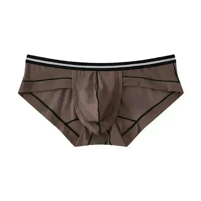 Ice Silk Men's Summer Breathable Solid Color Pouch Brief Underwear
