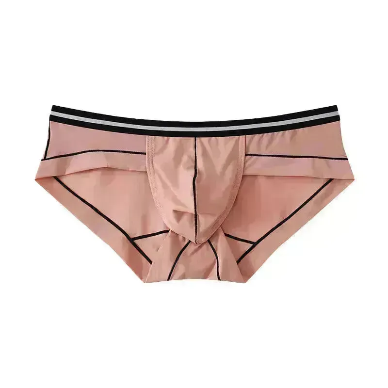 Ice Silk Men's Summer Breathable Solid Color Pouch Brief Underwear