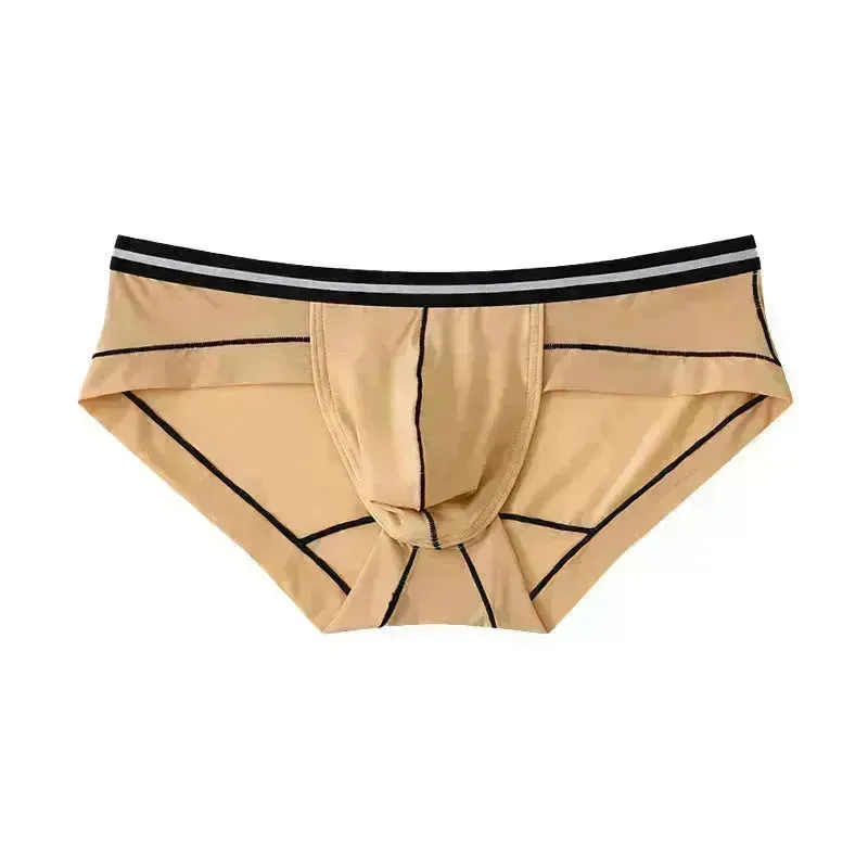 Ice Silk Men's Summer Breathable Solid Color Pouch Brief Underwear