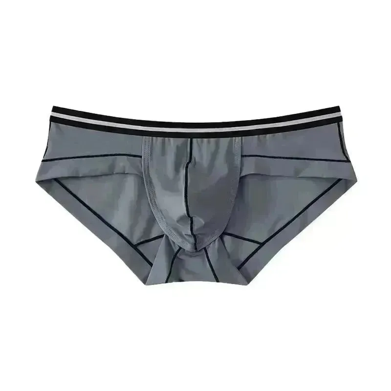 Ice Silk Men's Summer Breathable Solid Color Pouch Brief Underwear