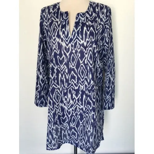 Ikat Tunic Top Navy
