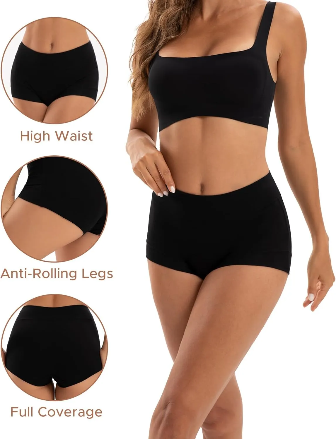 INNERSY Women's Cotton Boyshorts Underwear Soft Moisture Wicking Boxer Briefs 4-Pack