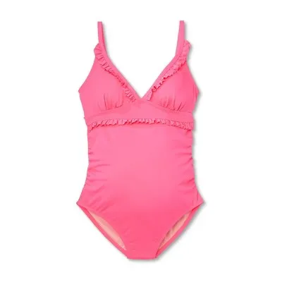 Isabel Maternity by Ingrid & Isabel Halter Rib Tie One Piece Maternity Swimsuit