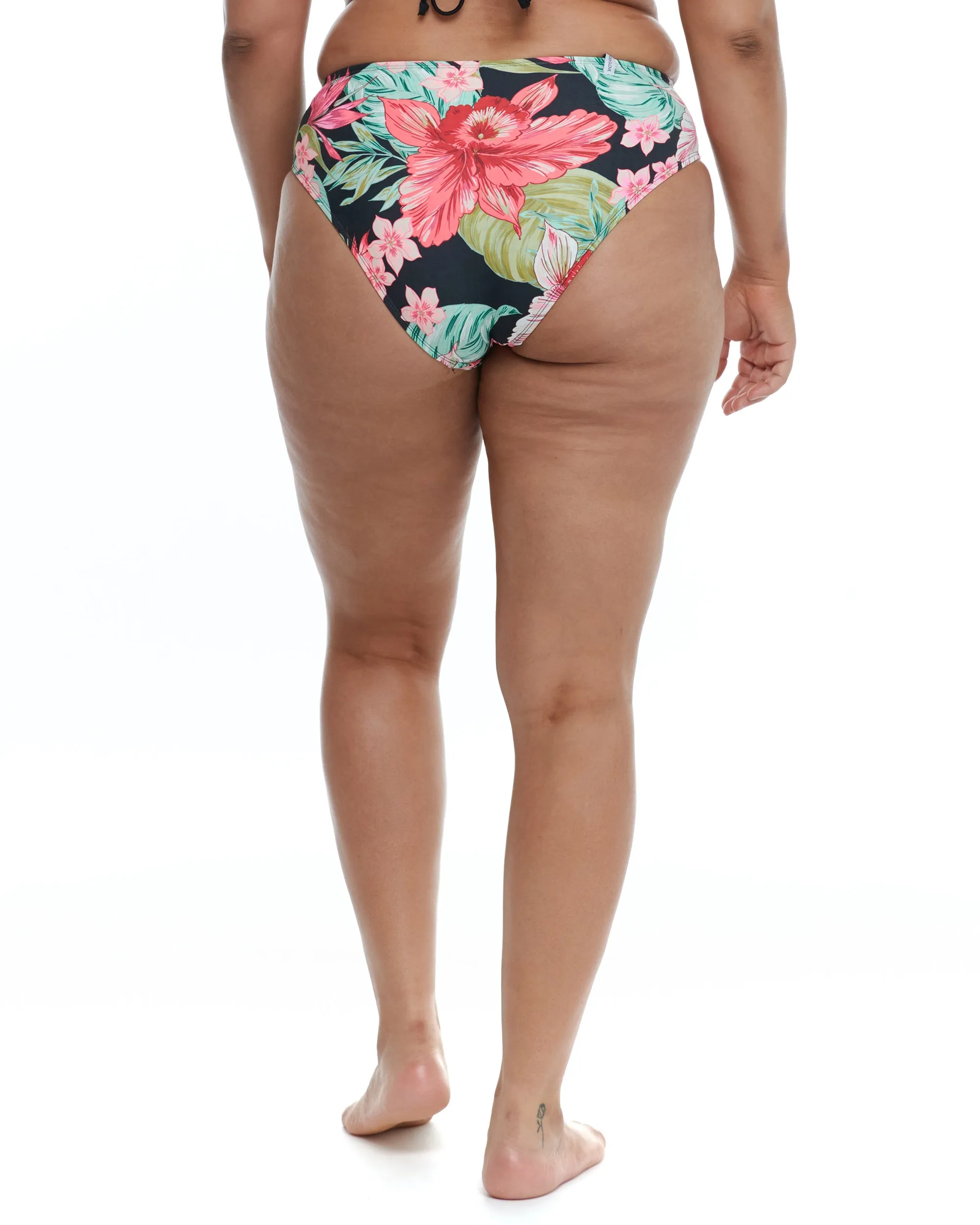 Isla Foca Plus Size Retro High-Waist Swim Bottoms - Black