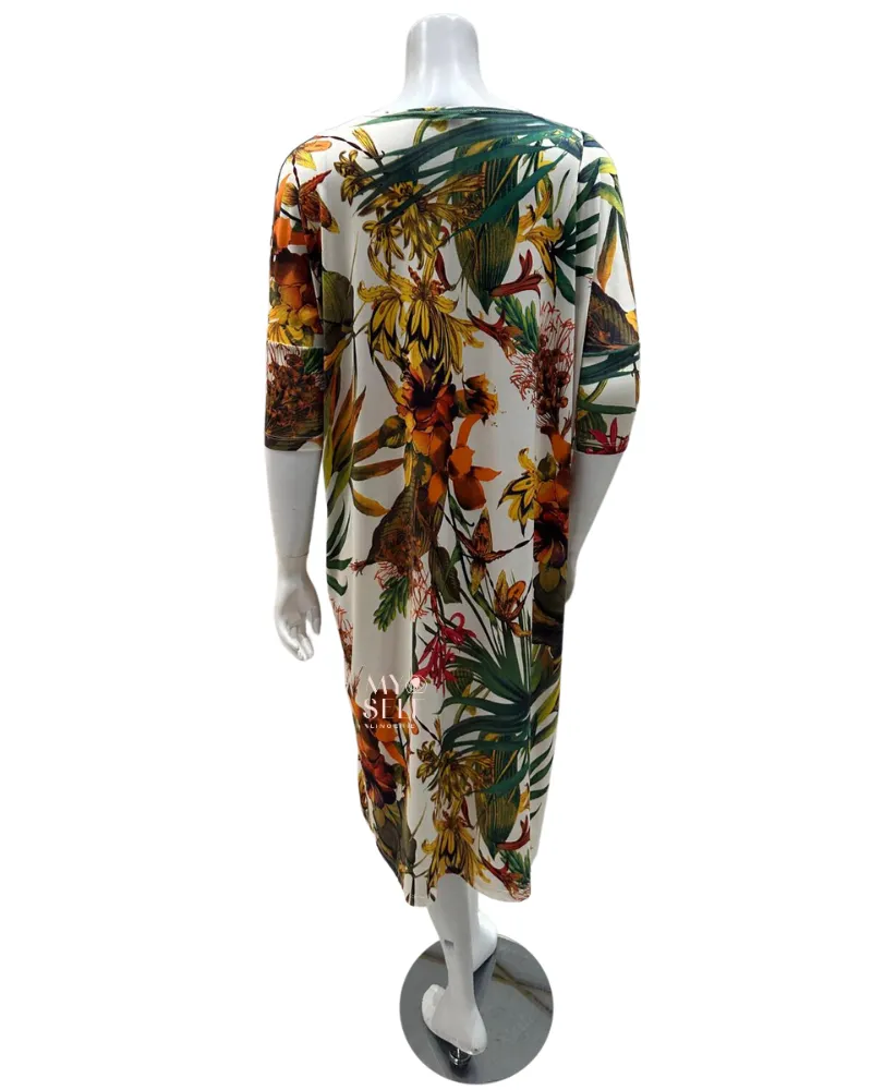 Jackie O`Loungewear Hawaiin Print Swim Cover Up Dress