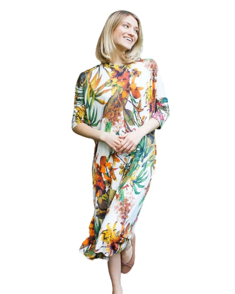 Jackie O`Loungewear Hawaiin Print Swim Cover Up Dress