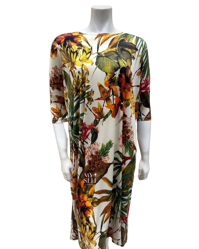 Jackie O`Loungewear Hawaiin Print Swim Cover Up Dress