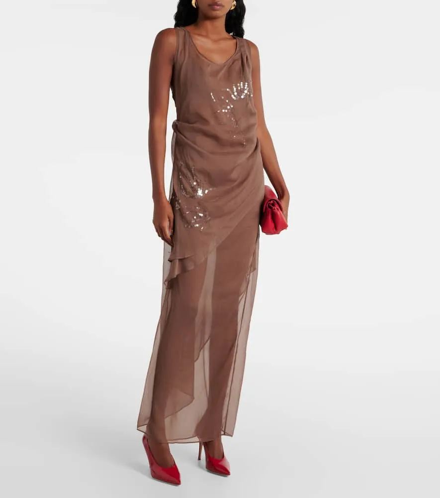Jacques Wei Draped sequined tulle dress