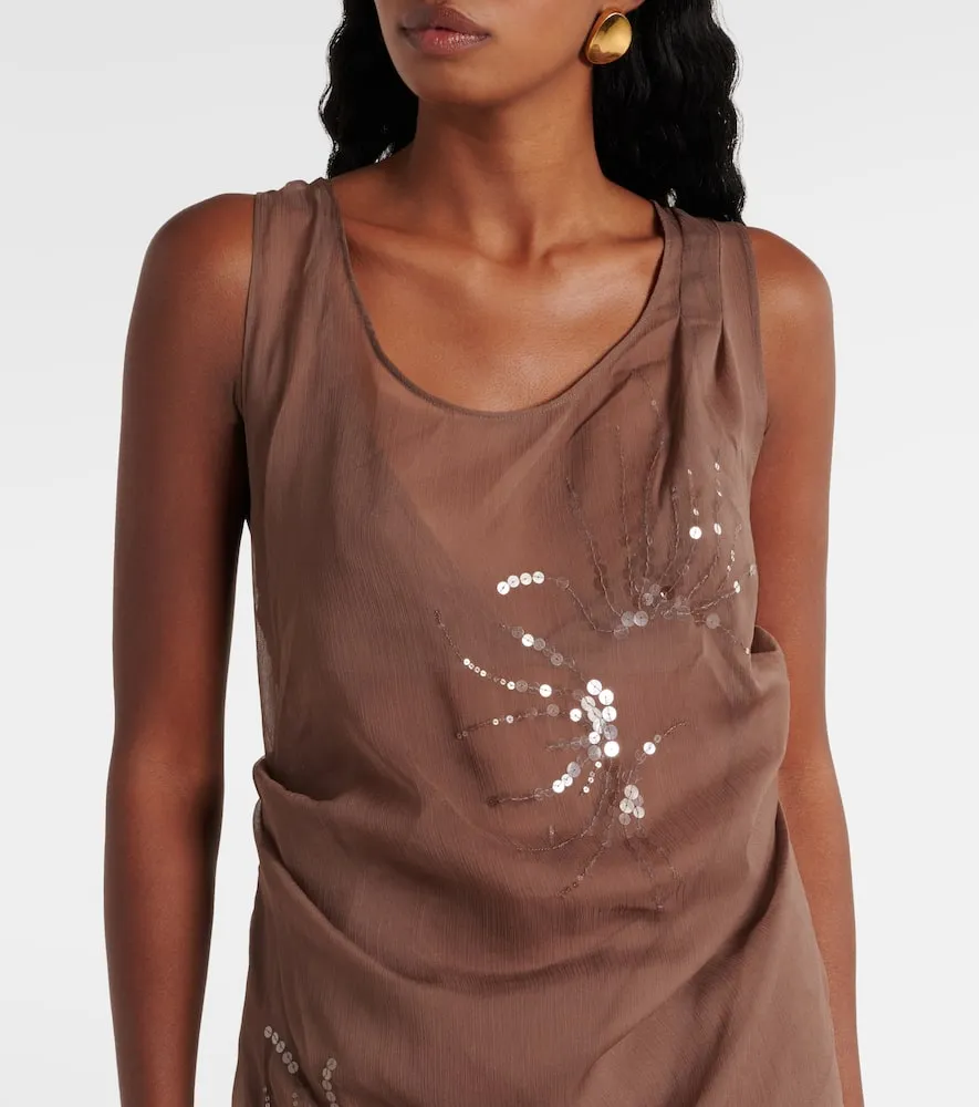 Jacques Wei Draped sequined tulle dress