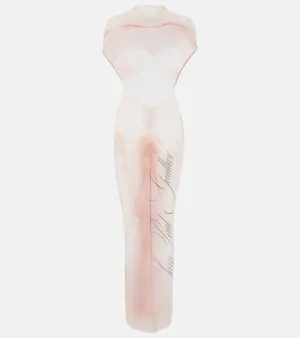 Jean Paul Gaultier Le Classique printed mesh maxi dress
