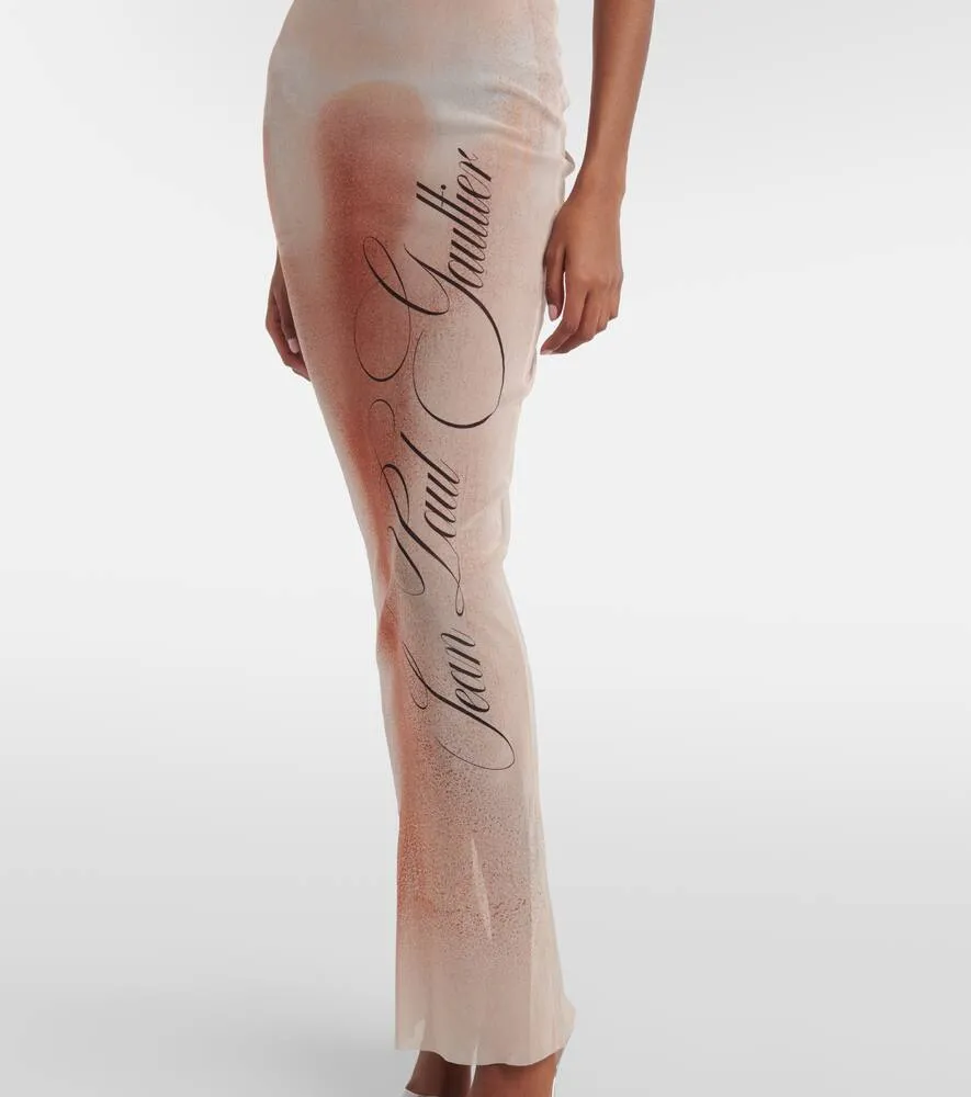 Jean Paul Gaultier Le Classique printed mesh maxi dress