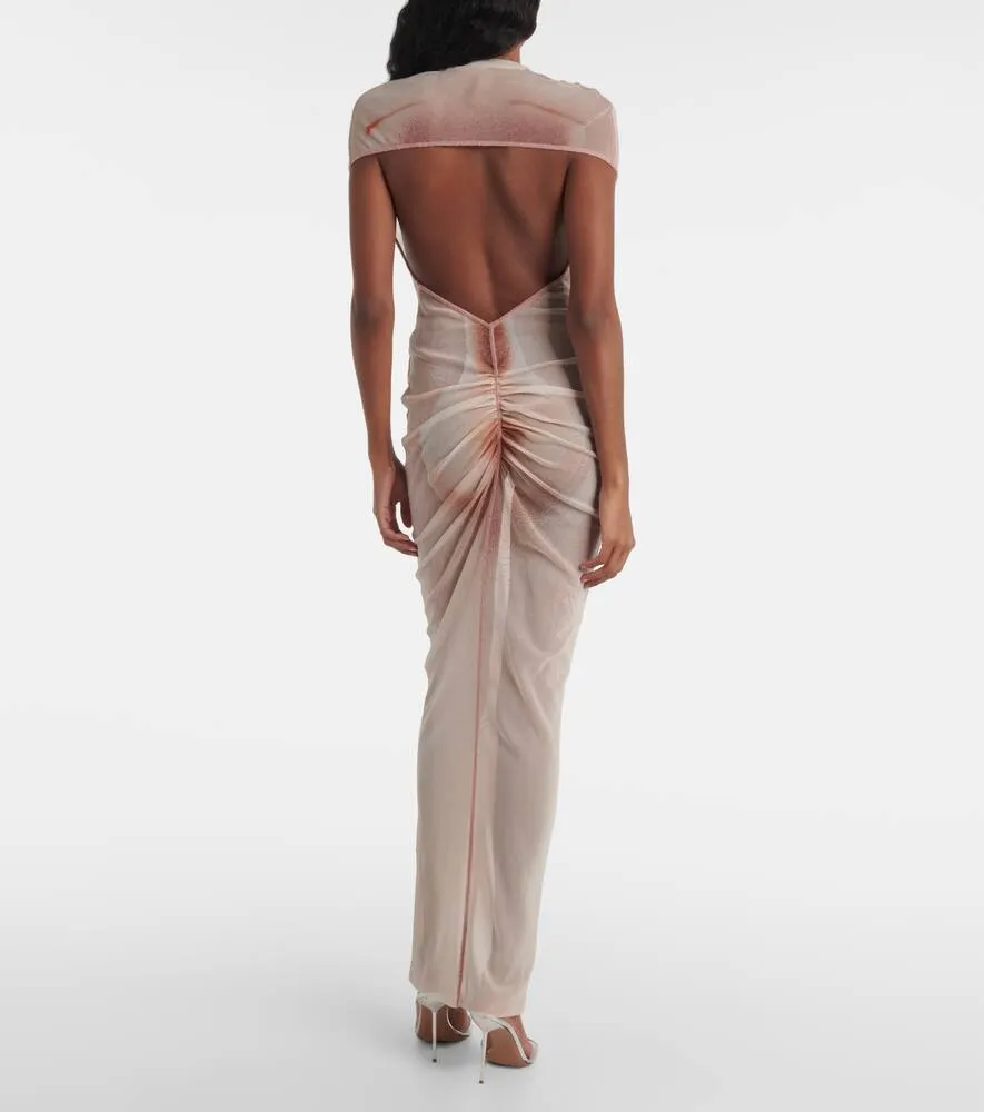 Jean Paul Gaultier Le Classique printed mesh maxi dress