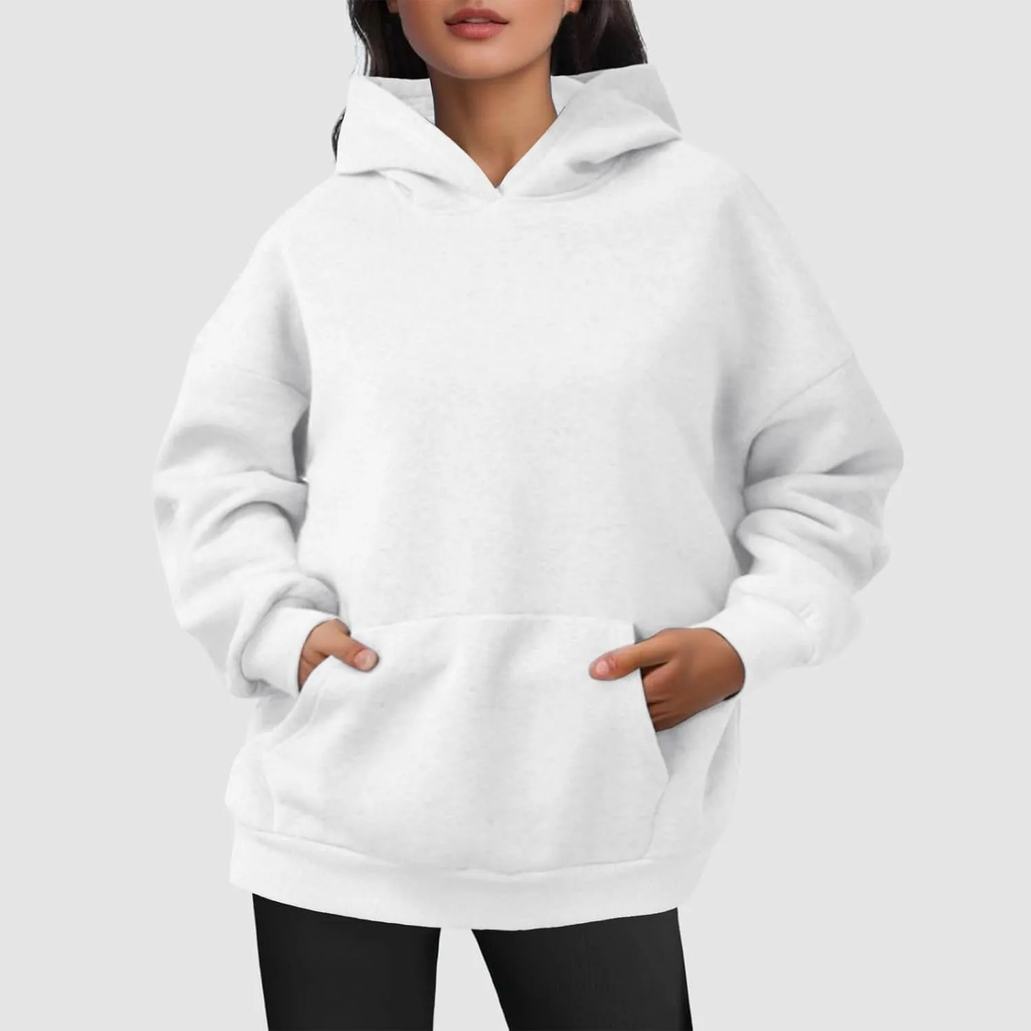 JiXiang Pink Hoodie Womens Oversized Hoodies Fleece Sweatshirts Long Sleeve Sweaters Pullover Fall Clothes with Pocket