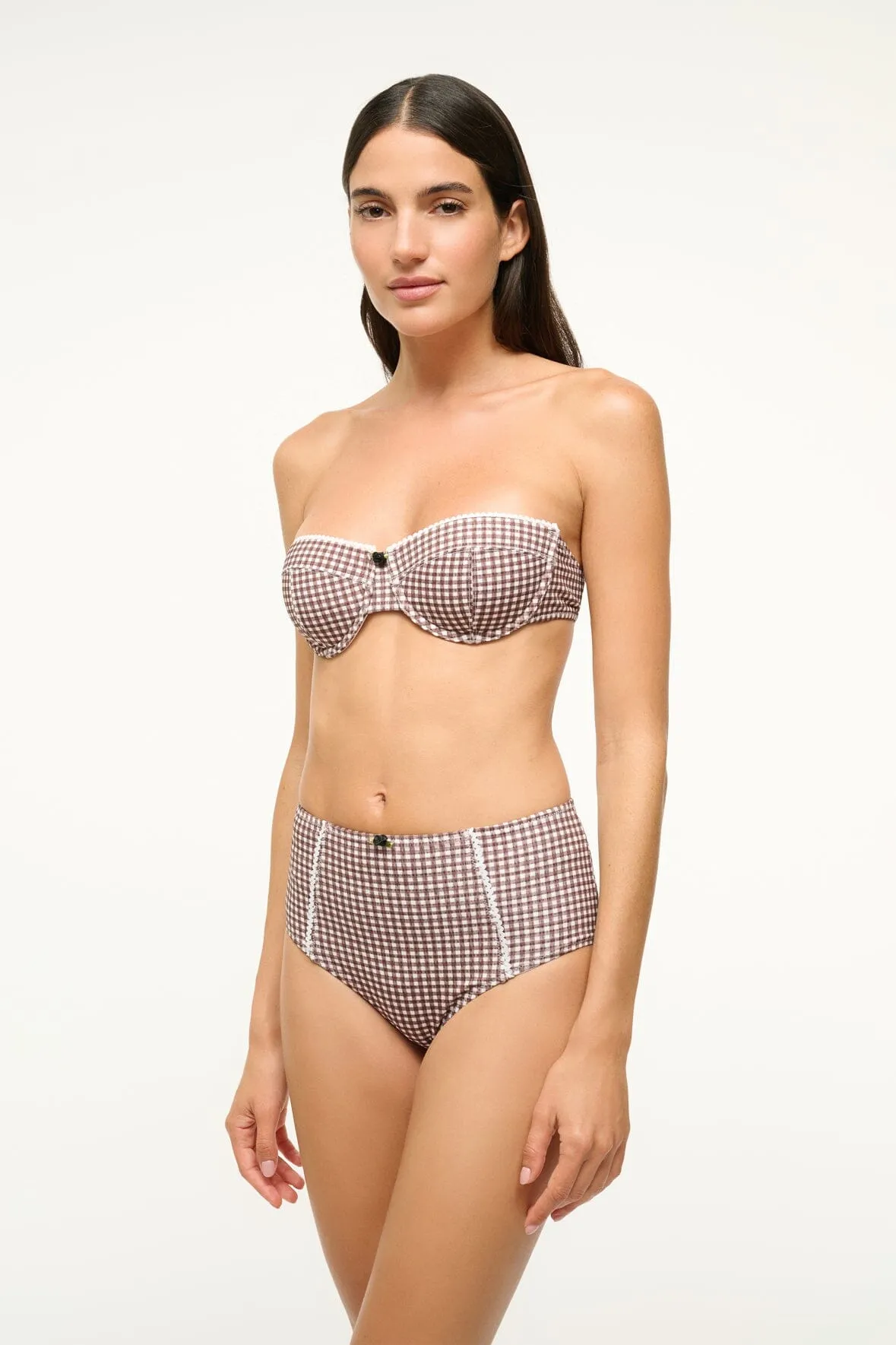 JO BALCONETTE BIKINI TOP | DARK CHOCOLATE MICRO CHECK