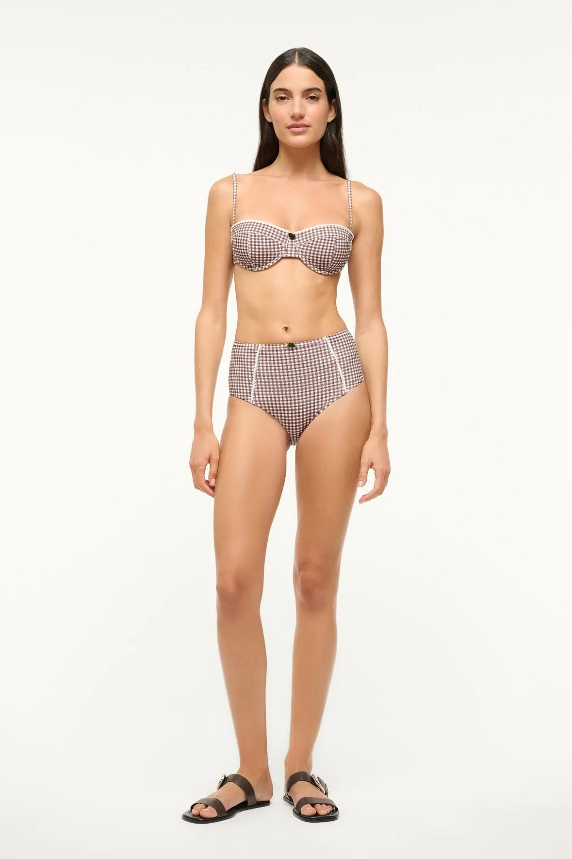 JO BALCONETTE BIKINI TOP | DARK CHOCOLATE MICRO CHECK