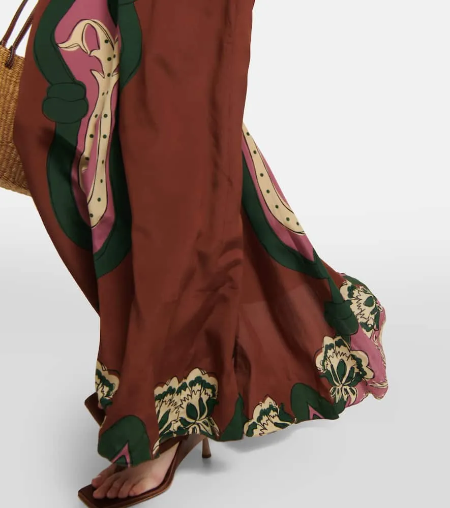 Johanna Ortiz Embroidered crêpe de chine maxi dress