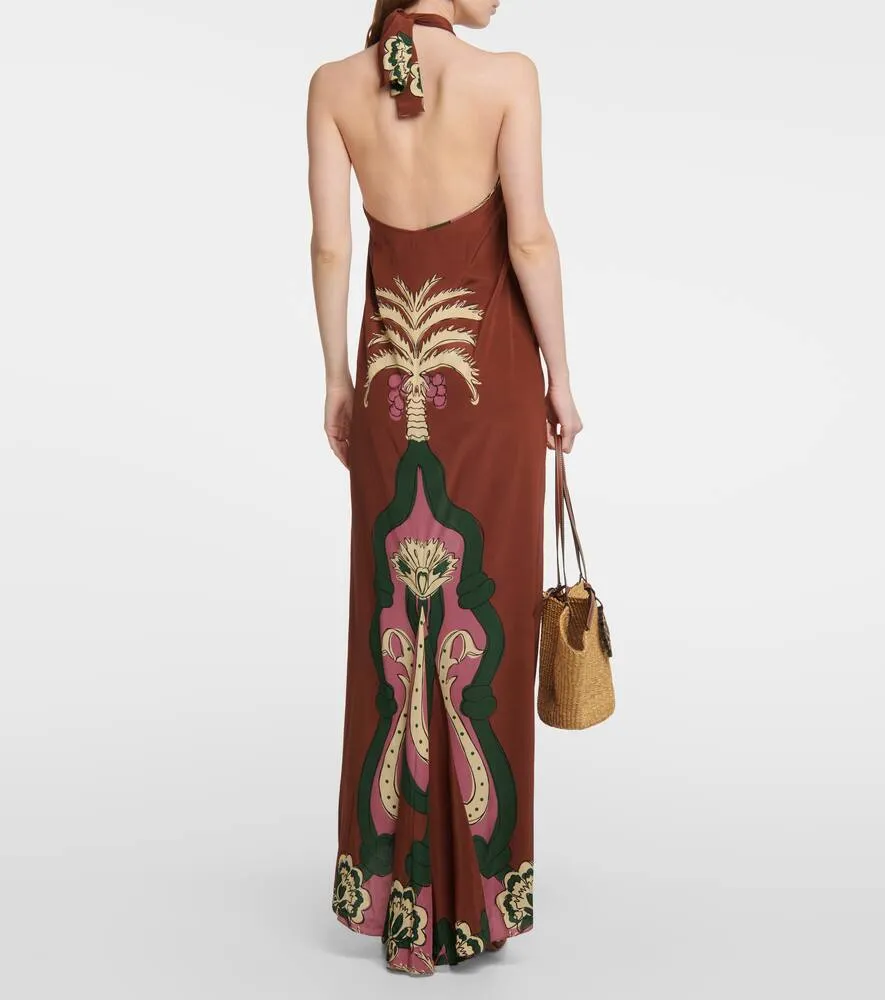 Johanna Ortiz Embroidered crêpe de chine maxi dress