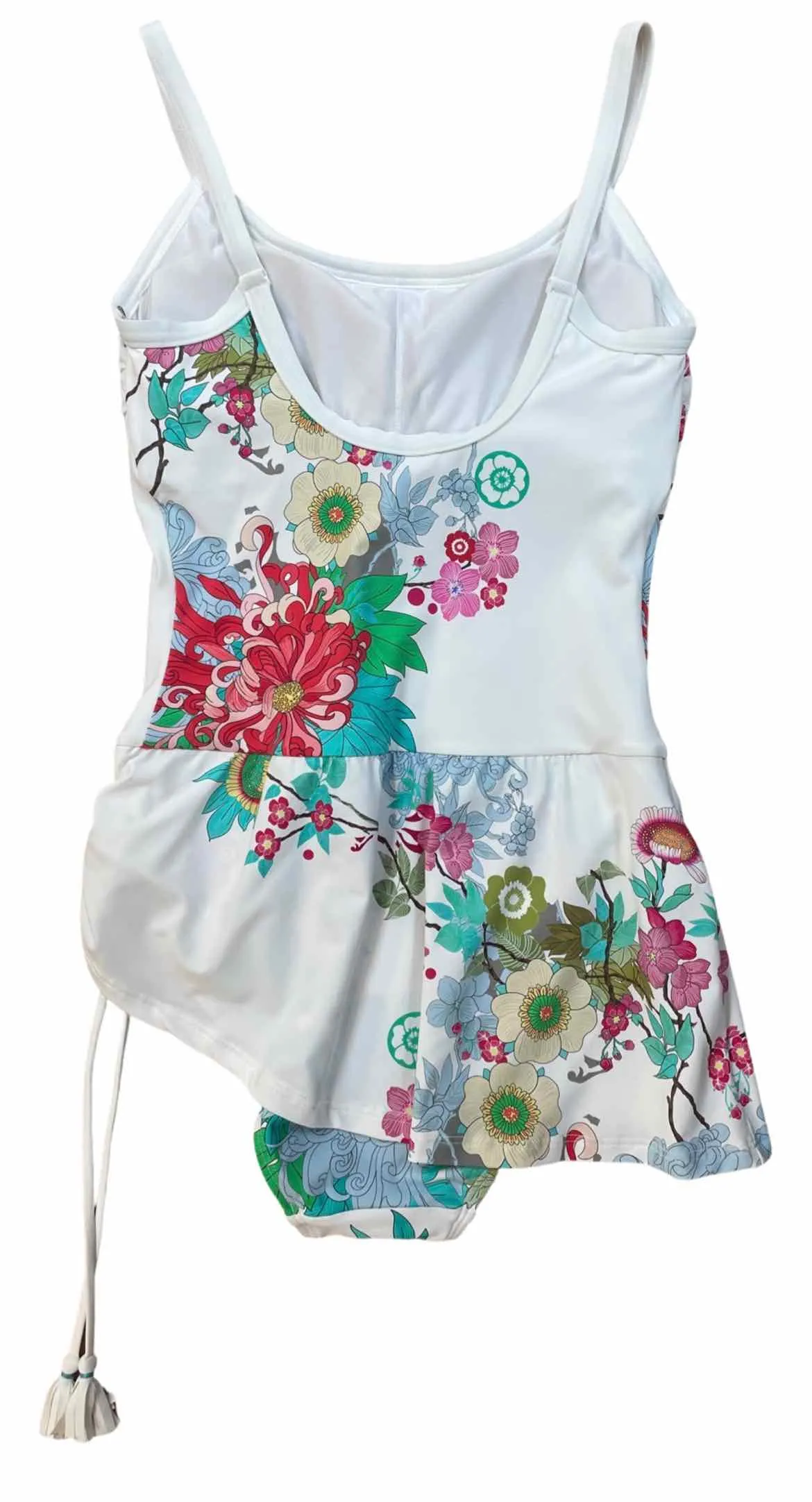 JOHNNY WAS KIA SKIRTED TANK ONE PIECE WHITE FLORAL SWIMSUIT SIZE XS